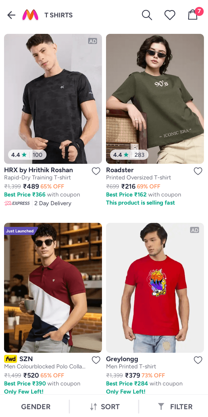 Traditional product grid